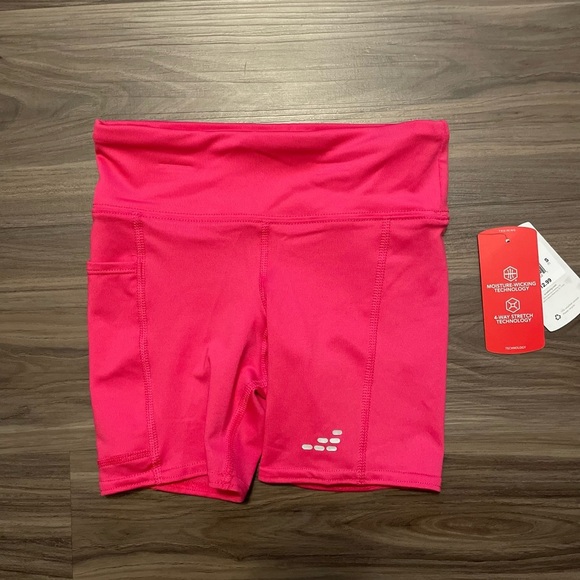 BCG Kids Bright Pink Athletic Biker Shorts with pockets size 7-NWT - Picture 1 of 4